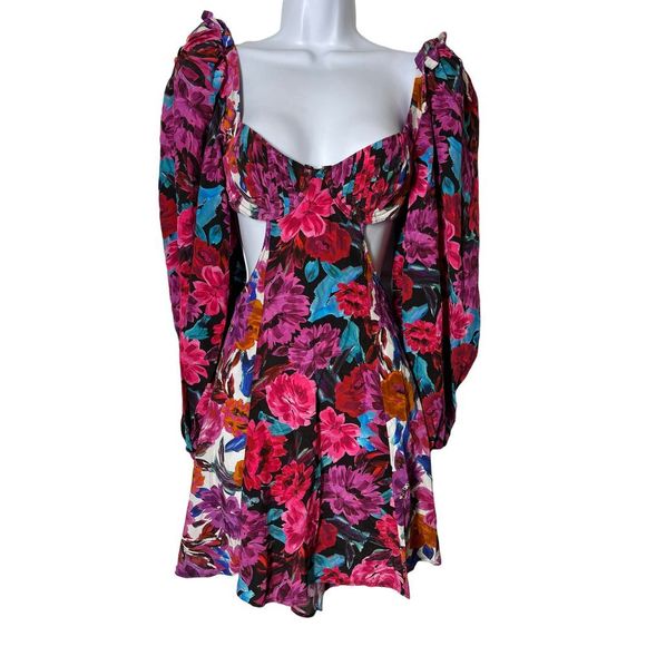 For Love & Lemons scarlet mini dress floral cut out print NWT size Small - Picture 9 of 13